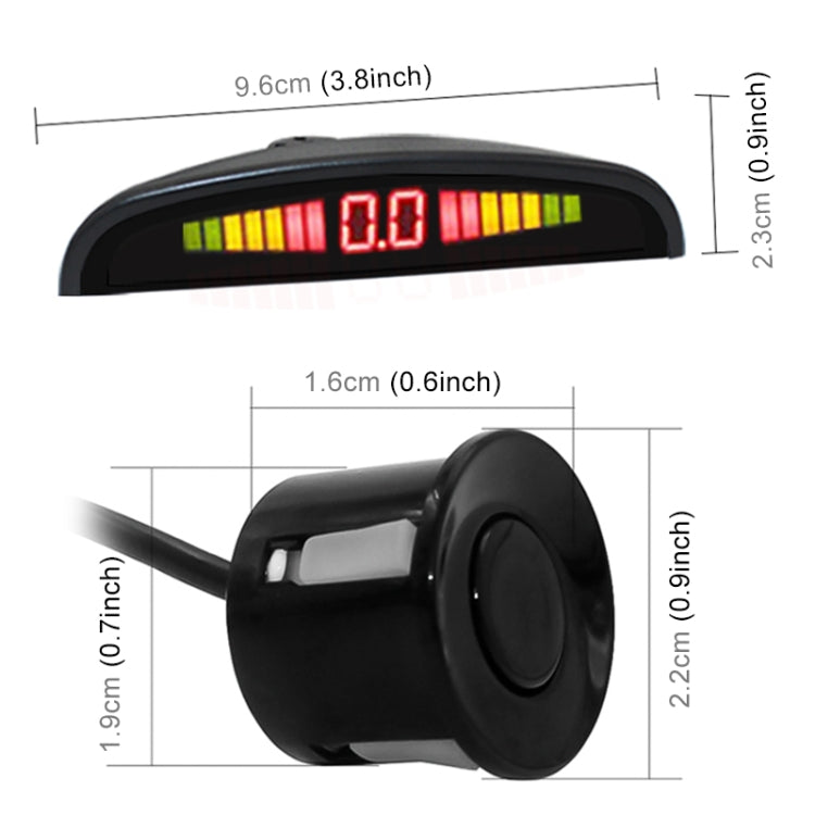 PZ316 Digital LED Crescent Shape Display Rear View Mirror Car Recorder for Truck with 4 Rear Radar - In Car by buy2fix | Online Shopping UK | buy2fix