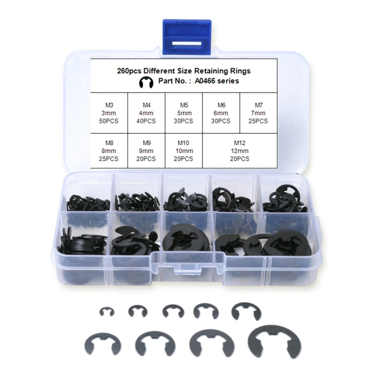 260 PCS Car E Shape Circlip Snap Ring Assortment Retaining Rings - In Car by buy2fix | Online Shopping UK | buy2fix