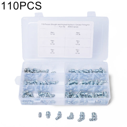 110 PCS Straight and Angled Hydraulic Grease Zerk Fitting SAE Kit - Pipes & Fittings by buy2fix | Online Shopping UK | buy2fix