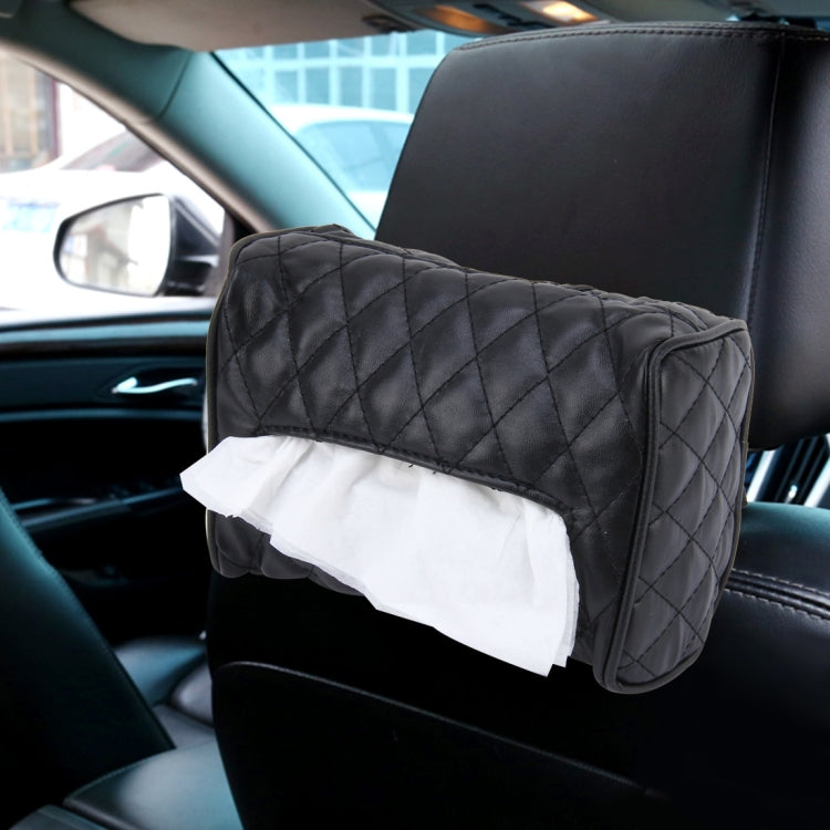 Car Auto Leather Sun Visor Backseat Hanger Tissue Box Paper Napkin Bag (Not Include Napkin)(Black) - Tissue Boxes by buy2fix | Online Shopping UK | buy2fix