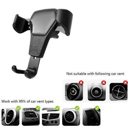 Litchi Texture Gravity Car Mount Phone Holder (Black) - Car Holders by buy2fix | Online Shopping UK | buy2fix