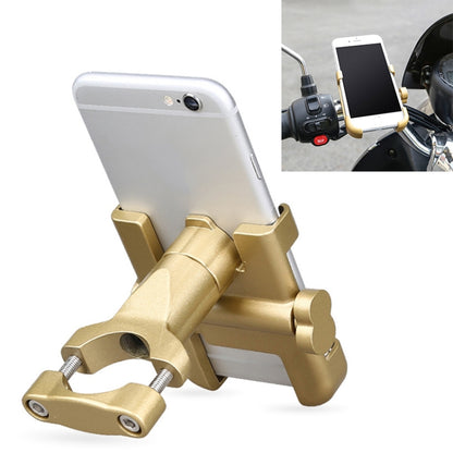 Motorcycle Handlebar Aluminum Alloy Phone Bracket, Suitable for 60-100mm Device(Gold) - Holder by buy2fix | Online Shopping UK | buy2fix