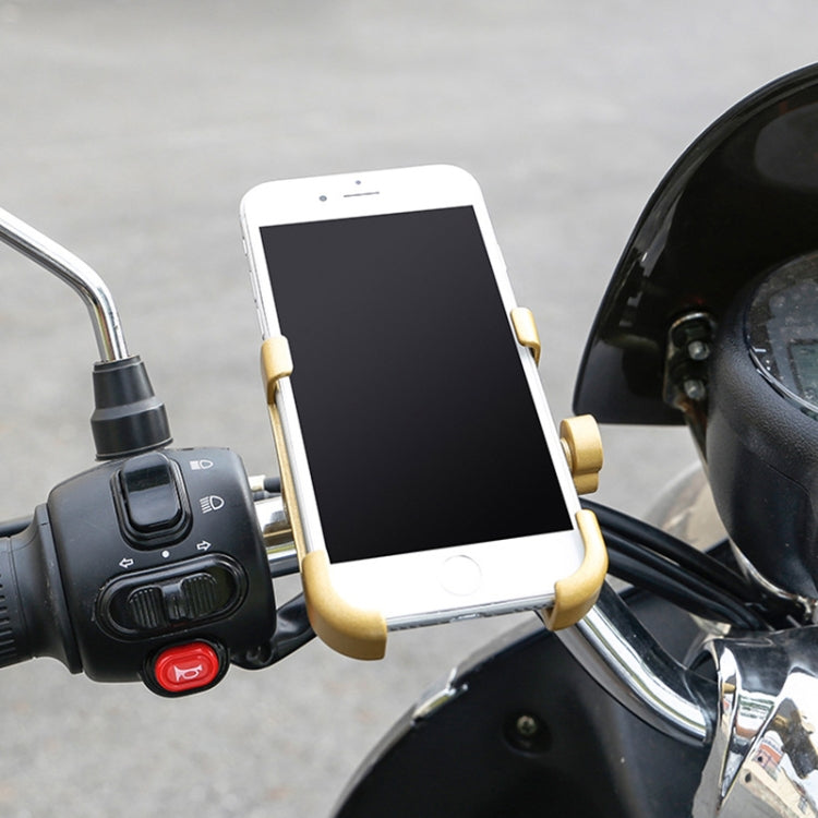 Motorcycle Handlebar Aluminum Alloy Phone Bracket, Suitable for 60-100mm Device(Gold) - Holder by buy2fix | Online Shopping UK | buy2fix