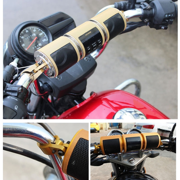 Motorcycle Waterproof Aluminum Shell Bluetooth Handle Stereo Speaker, Support BT/MP3/FM/TF(Gold) - Electrical Instruments by buy2fix | Online Shopping UK | buy2fix