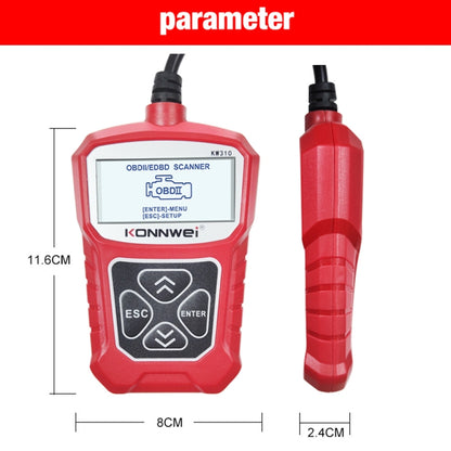 KONNWEI KW310 OBD Car Fault Detector Code Reader ELM327 OBD2 Scanner Diagnostic Tool(Red) - Code Readers & Scan Tools by KONNWEI | Online Shopping UK | buy2fix