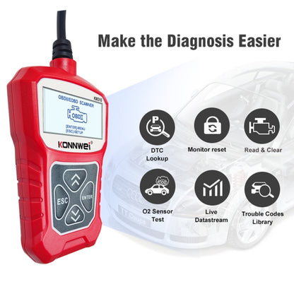 KONNWEI KW310 OBD Car Fault Detector Code Reader ELM327 OBD2 Scanner Diagnostic Tool(Red) - Code Readers & Scan Tools by KONNWEI | Online Shopping UK | buy2fix