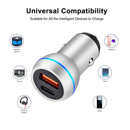 ACC-581 PD 20W + QC3.0 Type-C / USB-C + USB Fast Charging Car Charger (Silver) - In Car by buy2fix | Online Shopping UK | buy2fix