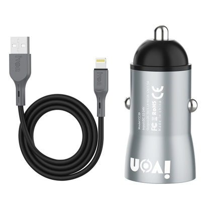 IVON CC39 18W 3.1A QC 3.0 USB Car Charger + 1m USB to 8 Pin Fast Charge Data Cable Set - Car Charger by IVON | Online Shopping UK | buy2fix