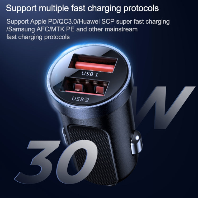 JOYROOM C-A09 30W Mini Dual QC3.0 Smart Car Charger (Black) - In Car by JOYROOM | Online Shopping UK | buy2fix