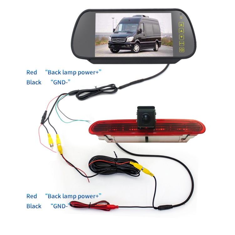 PZ472 Car Waterproof 170 Degree Brake Light View Camera + 7 inch Rearview Monitor for Fiat / Opel - In Car by buy2fix | Online Shopping UK | buy2fix