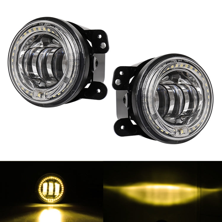 2 PCS DC12V-30V / 30W / 3A / 1440LM 12LEDs  4 inch Car LED Colorful Fog Light, Style: White Background (Yellow Light) - In Car by buy2fix | Online Shopping UK | buy2fix
