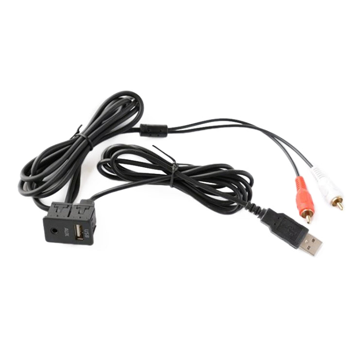 Car Universal Modified USB AUX Extension Cable USB+2RCA Lotus Male Switch Holder for Alpine / Pioneer - In Car by buy2fix | Online Shopping UK | buy2fix