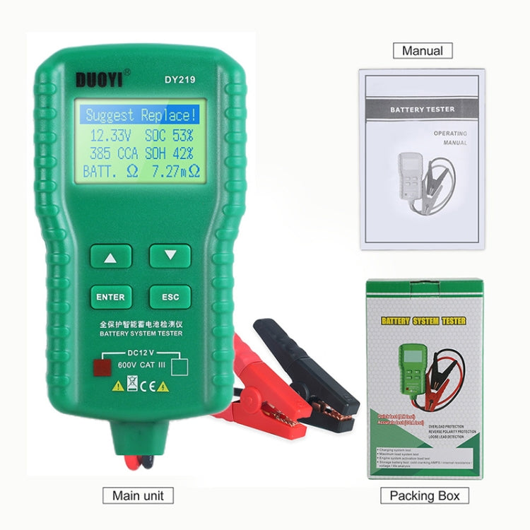 DUOYI DY219 Digital Battery Analyzer Car Fault Diagnostic Device Current and Voltage Detector - In Car by buy2fix | Online Shopping UK | buy2fix