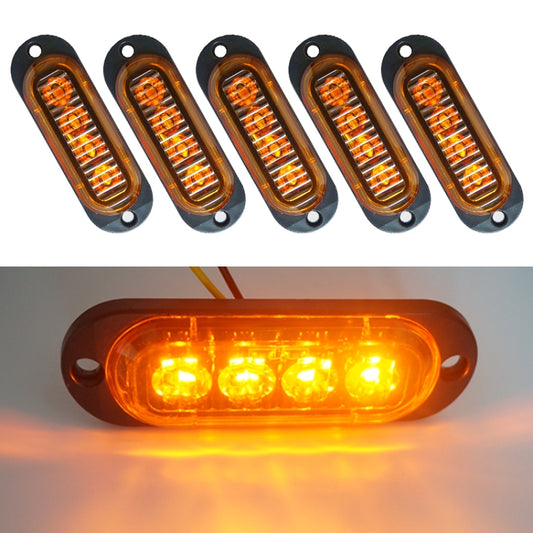 5 PCS MK-087 Car / Truck 4LEDs Side Marker Indicator Lights Bulb Lamp (Yellow Light) - In Car by buy2fix | Online Shopping UK | buy2fix