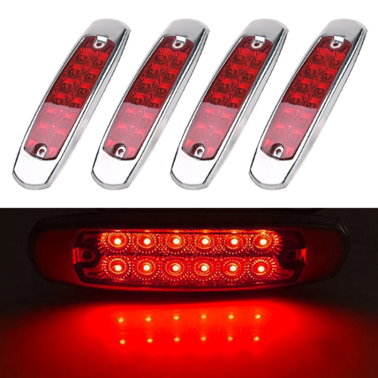 4 PCS MK-338 DC12-24V Truck 12LEDs Side Clearance Maker Light (Red Light) - In Car by buy2fix | Online Shopping UK | buy2fix