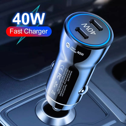 2pcs 40W Dual PD Car 2 in 1 Fast Charger Car Cigarette Lighter (Black) - In Car by buy2fix | Online Shopping UK | buy2fix