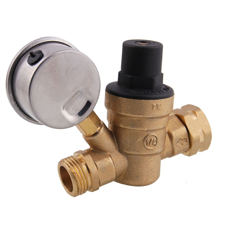 M11-0660R Car Water Pressure Regulator Valve Brass Lead-free Adjustable Water Pressure Reducer with Gauge - In Car by buy2fix | Online Shopping UK | buy2fix