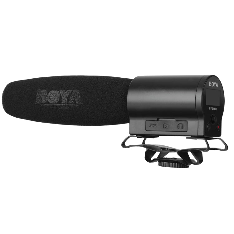 BOYA BY-DMR7 Shotgun Condenser Broadcast Microphone with LCD Display & Integrated Flash Recorder for Canon / Nikon / Sony DSLR Cameras and Video Cameras(Black) - Consumer Electronics by BOYA | Online Shopping UK | buy2fix