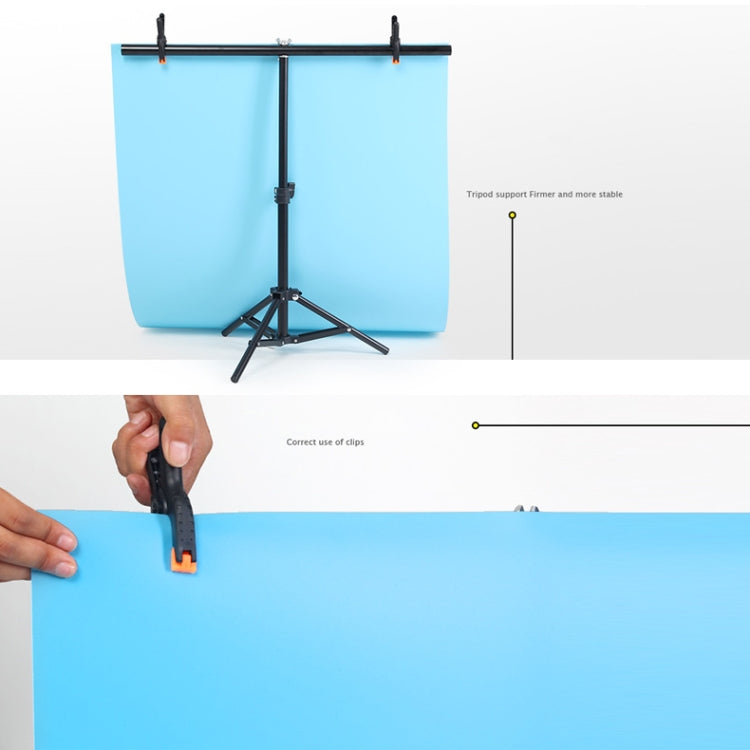 70x200cm T-Shape Photo Studio Background Support Stand Backdrop Crossbar Bracket Kit with 70x140cm Black / White Backdrops - Camera Accessories by buy2fix | Online Shopping UK | buy2fix