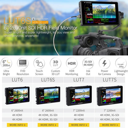 FEELWORLD LUT6S 1920x1080 2600 nits 6 inch IPS Screen HDMI 4K Touch Screen SDI HDI Camera Field Monitor - On-camera Monitors by FEELWORLD | Online Shopping UK | buy2fix