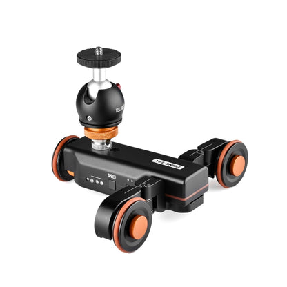 YELANGU L4X-BC Camera Wheel Dolly II Electric Track Slider 3-Wheel Video Pulley Rolling Dolly Car with Ballhead, Load: 3kg (Black) - Camera Dolly by YELANGU | Online Shopping UK | buy2fix