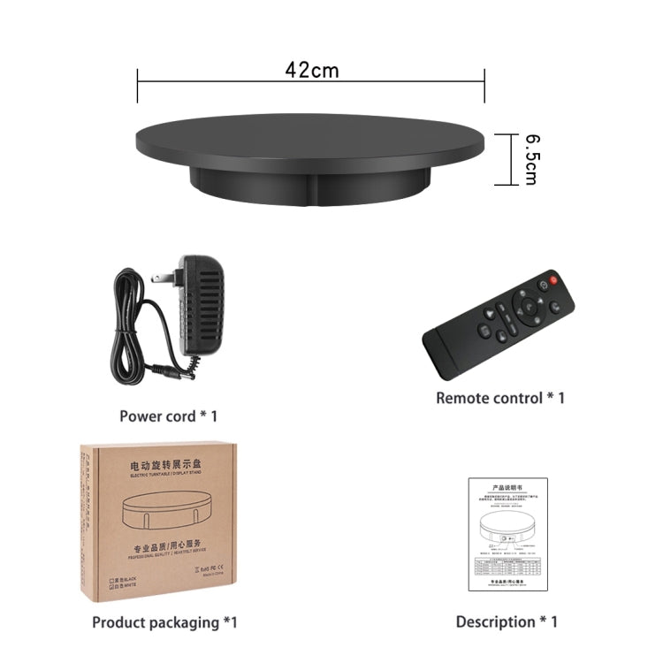 42cm Electric Rotating Display Stand Video Shooting Props Turntable, Load: 100kg, Plug-in Power, AU Plug(Black) - Camera Accessories by buy2fix | Online Shopping UK | buy2fix