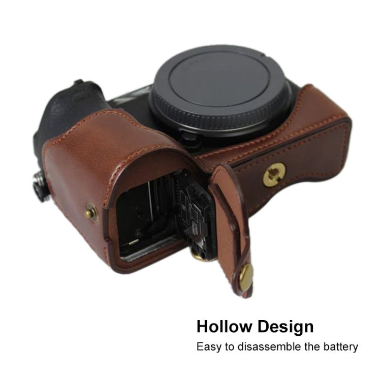 1/4 inch Thread PU Leather Camera Half Case Base for Sony ILCE-A6500 / A6500 (Coffee) - Camera Accessories by buy2fix | Online Shopping UK | buy2fix