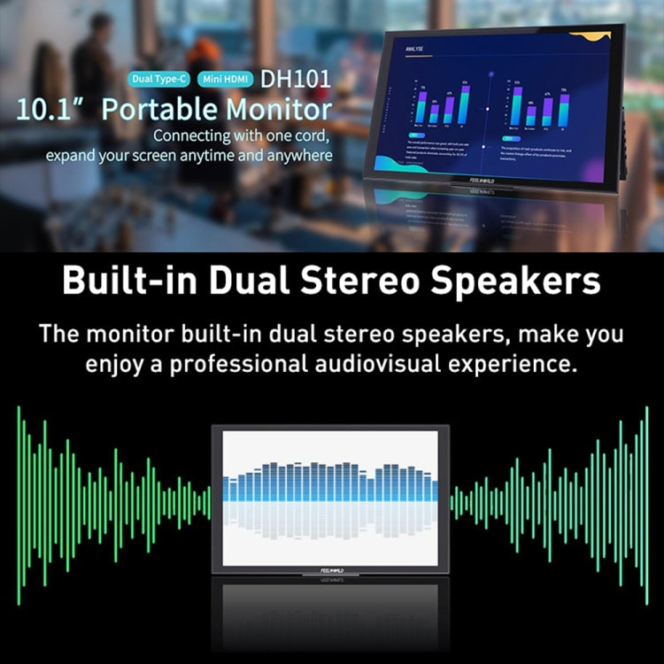 FEELWORLD DH101 10.1 inch Portable External Monitor, Dual Full Function USB-C Ports - On-camera Monitors by FEELWORLD | Online Shopping UK | buy2fix