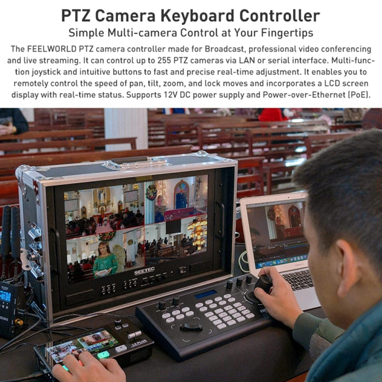 FEELWORLD KBC10 PTZ Camera Controller with Joystick and Keyboard Control ,Support PoE(US Plug) - HD Camera by FEELWORLD | Online Shopping UK | buy2fix