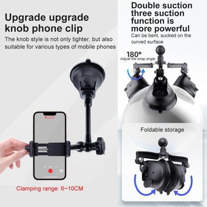 Tri-leg Suction Cup Connecting Rod Arm Phone Clamp Mount (Black) - Holder by buy2fix | Online Shopping UK | buy2fix