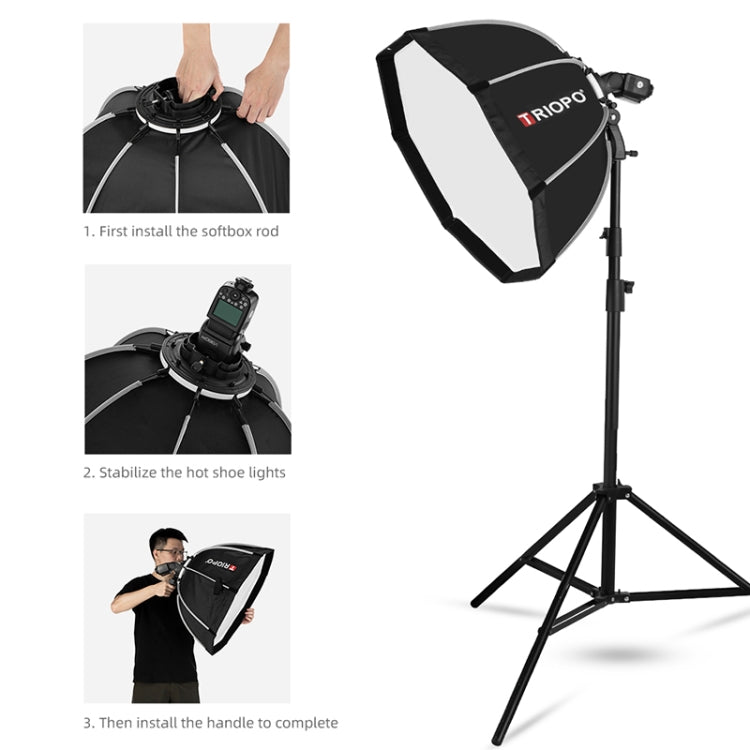 TRIOPO KS65 65cm Speedlite Flash Octagon Parabolic Softbox Diffuser with Bracket Mount Handle for Speedlite -  by TRIOPO | Online Shopping UK | buy2fix