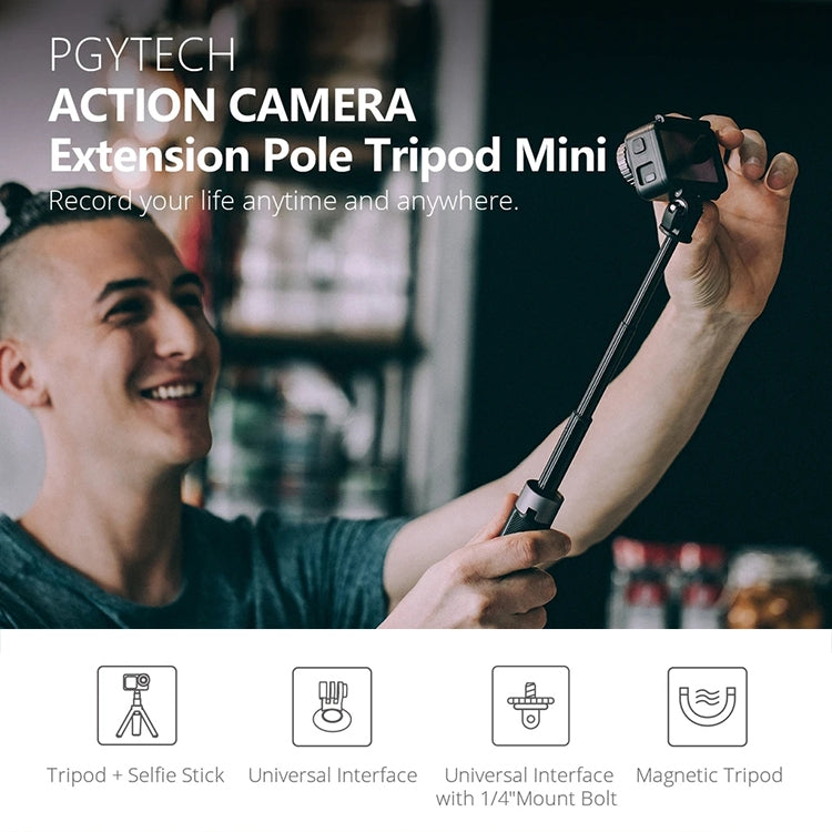 PGYTECH P-GM-117 Action Camera Tripod Extension Selfie Stick for DJI Osmo Action(Black) - DJI & GoPro Accessories by PGYTECH | Online Shopping UK | buy2fix