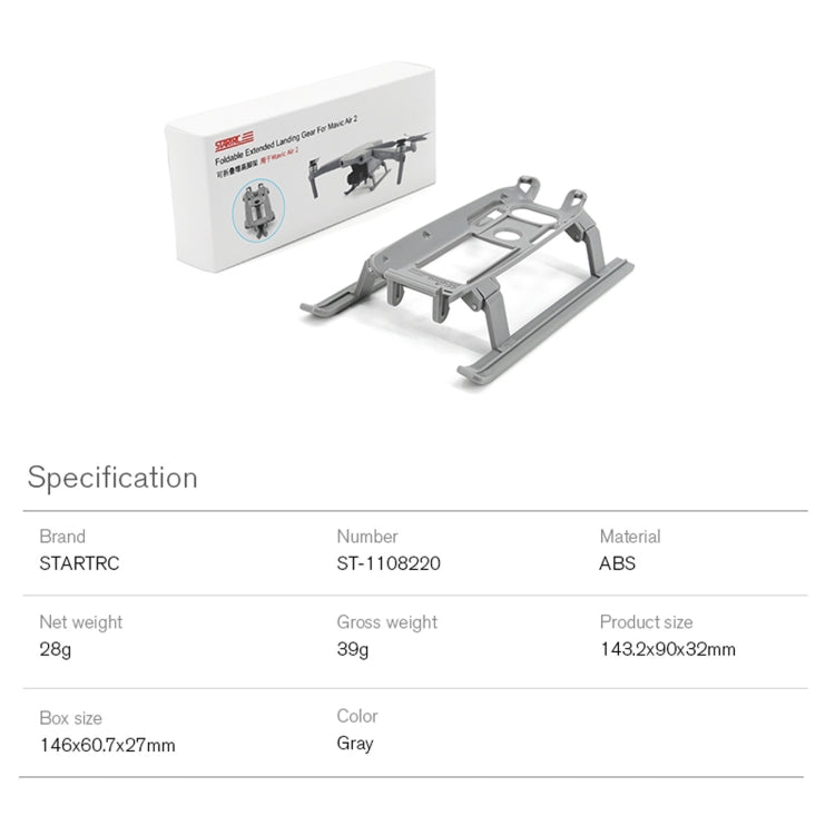 STARTRC Folding Anti-fall Anti-dirt Heightened Landing Gear Training Rack for DJI Mavic Air 2 /  Air 2S(Grey) - DJI & GoPro Accessories by STARTRC | Online Shopping UK | buy2fix