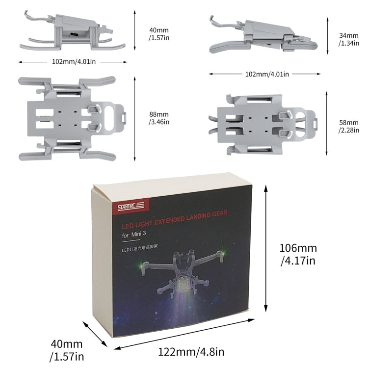 For DJI Mini 3 STARTRC LED Light Folding Anti-fall Heightened Landing Gear Training Rack (Grey) - Other by STARTRC | Online Shopping UK | buy2fix