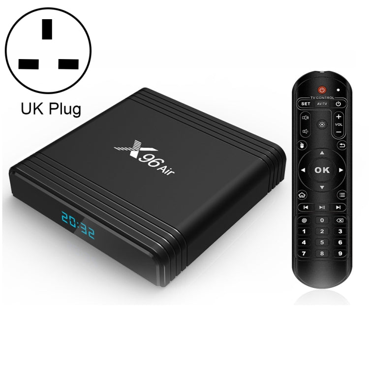 X96 Air 8K Smart TV BOX Android 9.0 Media Player with Remote Control, Quad-core Amlogic S905X3, RAM: 4GB, ROM: 32GB, Dual Band WiFi, Bluetooth, UK Plug - Consumer Electronics by buy2fix | Online Shopping UK | buy2fix