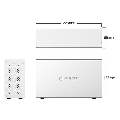 ORICO Honeycomb Series WS200C3 SATA 3.5 inch USB 3.1 USB-C / Type-C Dual Bays Aluminum Alloy HDD / SSD Enclosure, The Maximum Support Capacity: 20TB - HDD Enclosure by ORICO | Online Shopping UK | buy2fix