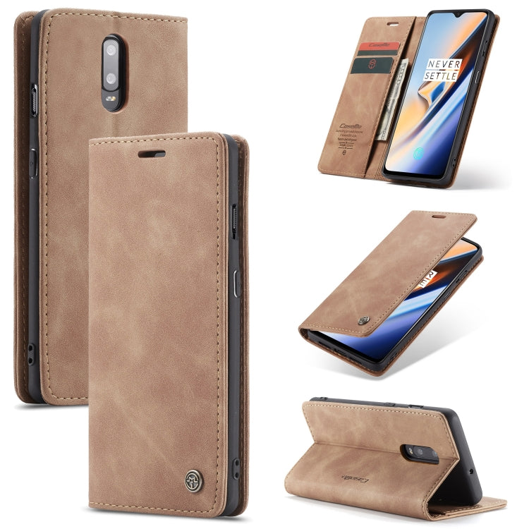 CaseMe-013 Multi-functional Retro Frosted Horizontal Flip Leather Case with Card Slot & Holder & Wallet For OnePlus 7(Brown) - OnePlus Cases by CaseMe | Online Shopping UK | buy2fix