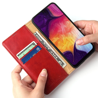 Fierre Shann Dermis Texture PU +TPU Horizontal Flip Leather Case with Holder & Card Slots & Wallet For Galaxy A50(Red) - Galaxy Phone Cases by FIERRE SHANN | Online Shopping UK | buy2fix