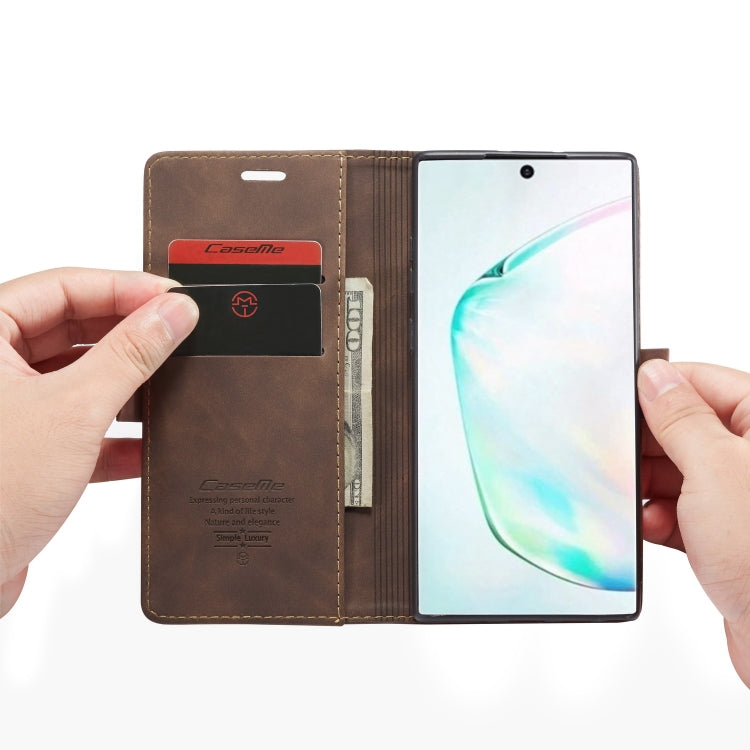 CaseMe-013 Multifunctional Horizontal Flip Leather Case with Card Slot & Holder & Wallet for Galaxy Note 10+(Coffee) - Galaxy Phone Cases by CaseMe | Online Shopping UK | buy2fix