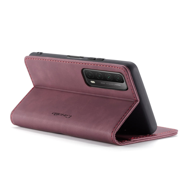 For Huawei P Smart 2021 CaseMe-013 Multifunctional Retro Frosted Horizontal Flip Leather Case with Card Slot & Holder & Wallet(Wine Red) - Mobile Accessories by CaseMe | Online Shopping UK | buy2fix