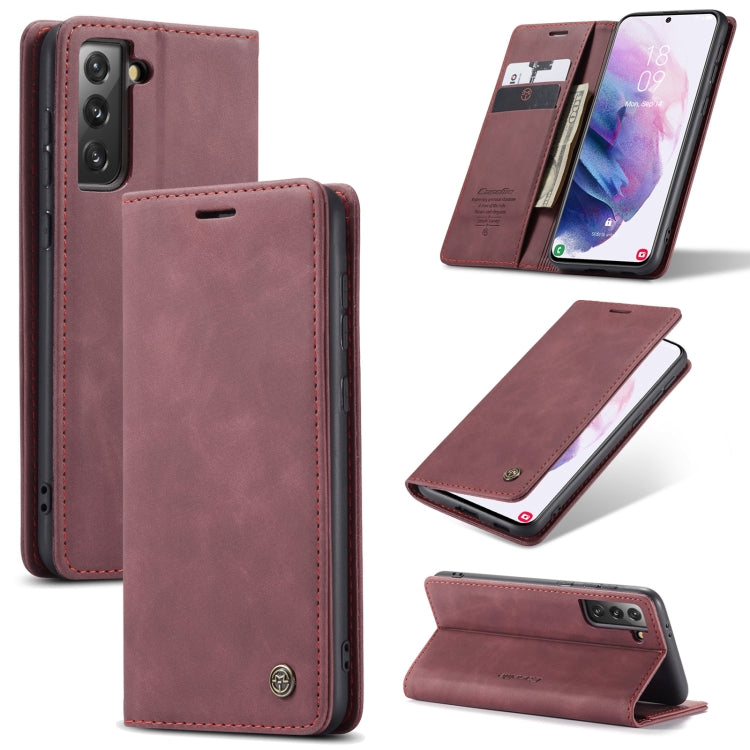 For Samsung Galaxy S21 5G CaseMe 013 Multifunctional Horizontal Flip Leather Case with Holder & Card Slot & Wallet(Wine Red) - Samsung Accessories by CaseMe | Online Shopping UK | buy2fix