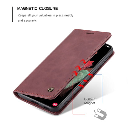 For Samsung Galaxy S21 Ultra 5G CaseMe 013 Multifunctional Horizontal Flip Leather Case with Holder & Card Slot & Wallet(Wine Red) - Samsung Accessories by CaseMe | Online Shopping UK | buy2fix