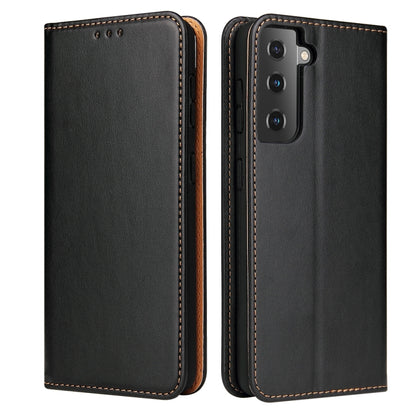 For Samsung Galaxy S21 5G Fierre Shann PU Genuine Leather Texture Horizontal Flip Leather Case with Holder & Card Slots & Wallet(Black) - Galaxy S21 5G Cases by FIERRE SHANN | Online Shopping UK | buy2fix