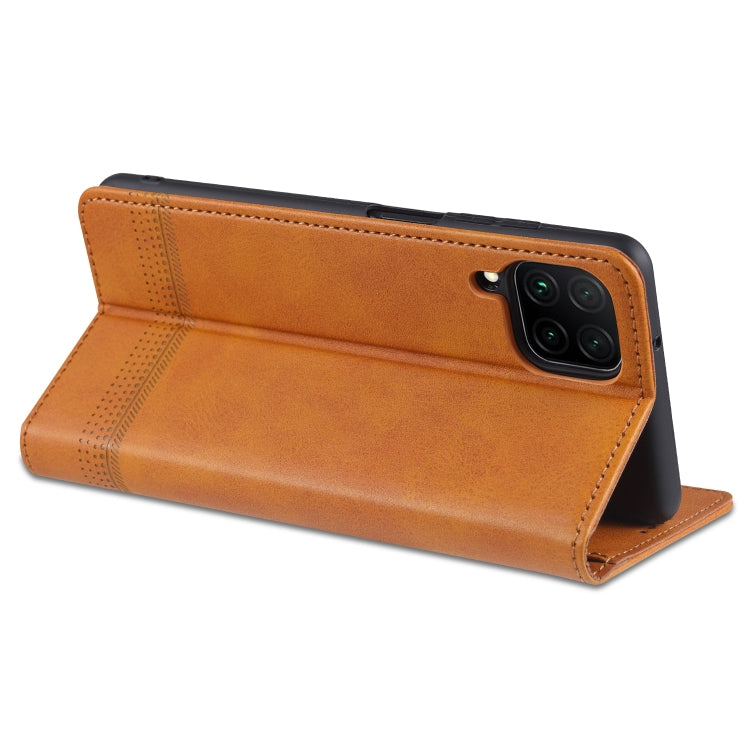 For Samsung Galaxy A12 AZNS Magnetic Calf Texture Horizontal Flip Leather Case with Card Slots & Holder & Wallet(Light Brown) - Galaxy Phone Cases by AZNS | Online Shopping UK | buy2fix