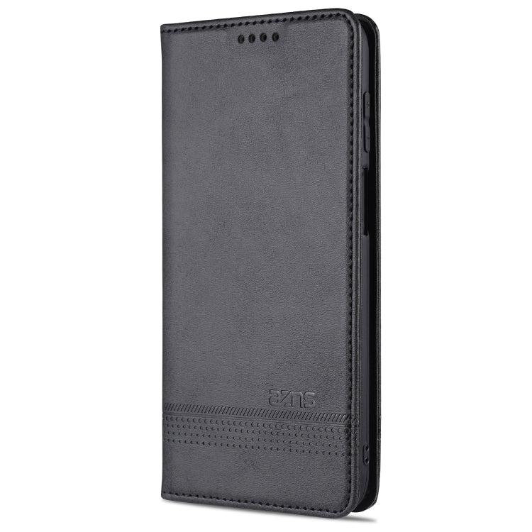 For Samsung Galaxy A12 AZNS Magnetic Calf Texture Horizontal Flip Leather Case with Card Slots & Holder & Wallet(Black) - Galaxy Phone Cases by AZNS | Online Shopping UK | buy2fix