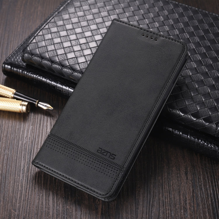 For Samsung Galaxy A12 AZNS Magnetic Calf Texture Horizontal Flip Leather Case with Card Slots & Holder & Wallet(Black) - Galaxy Phone Cases by AZNS | Online Shopping UK | buy2fix