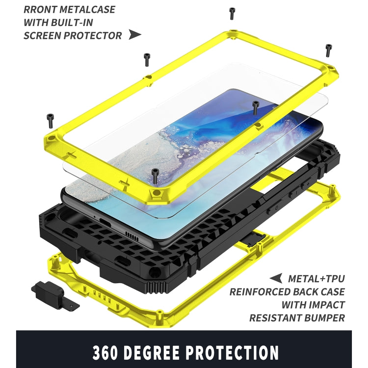 For Samsung Galaxy S21 Ultra 5G R-JUST Shockproof Waterproof Dust-proof Metal + Silicone Protective Case with Holder(Yellow) - Galaxy S21 Ultra 5G Cases by R-JUST | Online Shopping UK | buy2fix