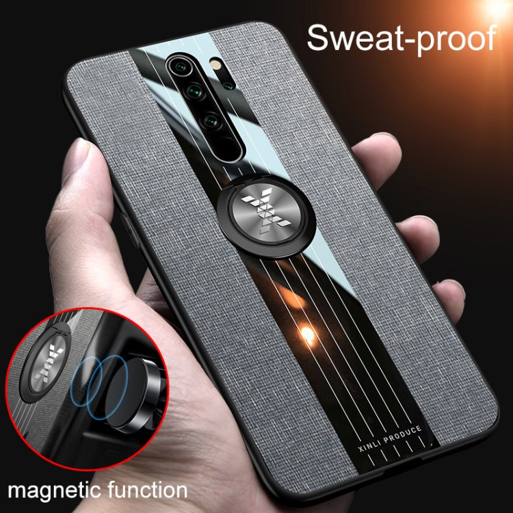 For Xiaomi Redmi Note 8 Pro XINLI Stitching Cloth Texture Shockproof TPU Protective Case with Ring Holder(Gray) - Xiaomi Cases by XINLI | Online Shopping UK | buy2fix