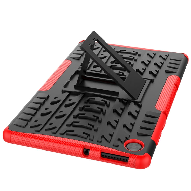 For Lenovo Tab M10 HD Gen 2 (TB-X306F) Tire Texture TPU+PC Shockproof Case with Holder(Red) - Lenovo by buy2fix | Online Shopping UK | buy2fix