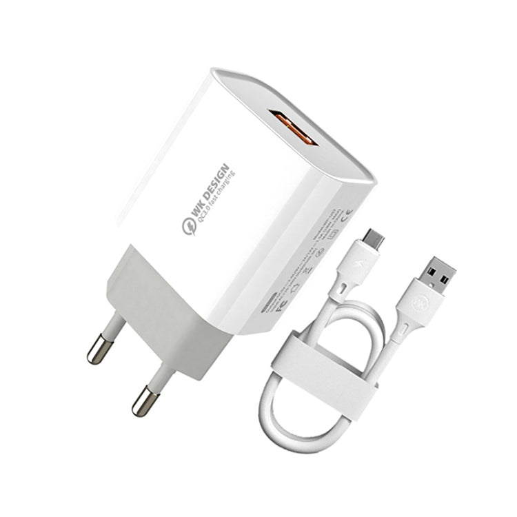 WK WP-U57 Max 18W Maxspeed QC3.0 Fast Charger +  USB to Micro USB Data Cable, Plug Type:EU Plug - Apple Accessories by WK | Online Shopping UK | buy2fix